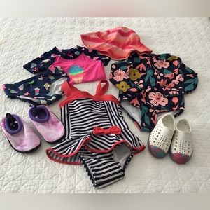 Bundle toddler size 2T Bathing suits Native Shoes Sun Hat water shoes